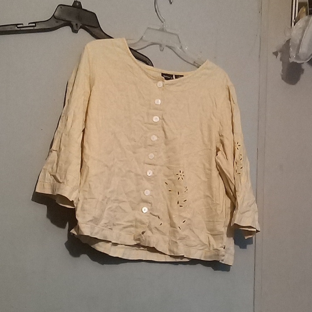 Erika Cream Button-Down Shirt with Cut-Out Details